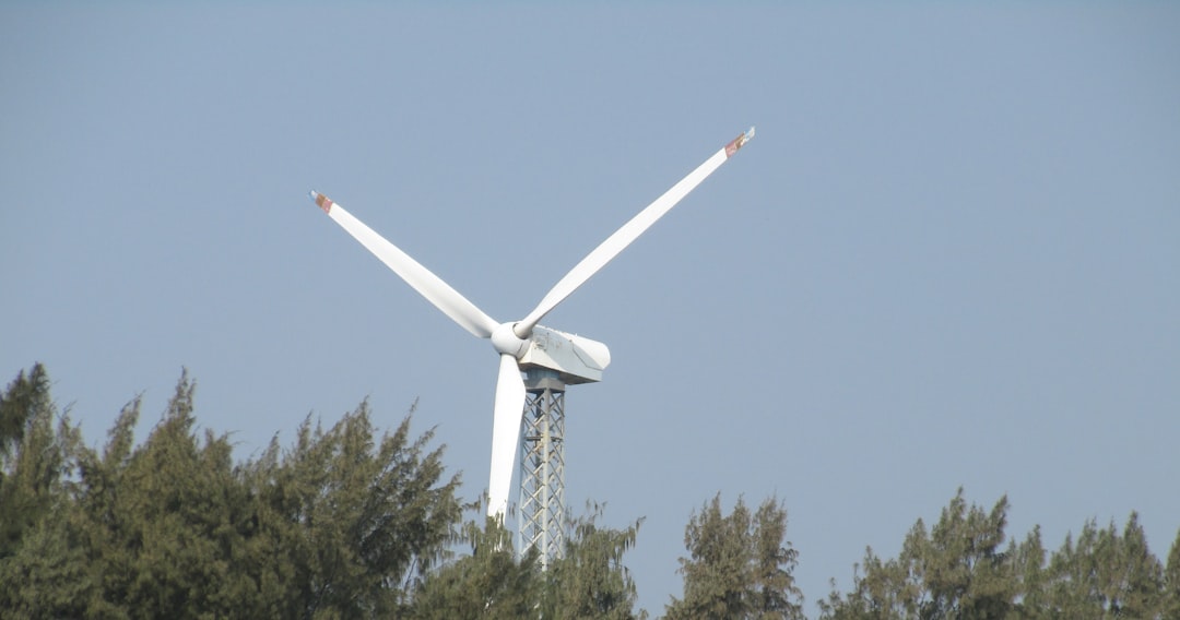 services-04 View of windmill in mid of trees .